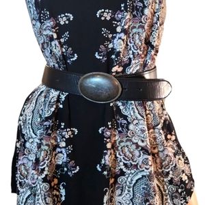 BELT S BLACK LEATHER DISTRESSED RETRO COWGIRL BELT